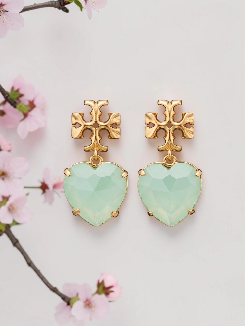 Tory Burch Roxanne Heart Drop Earrings - Soft Mint